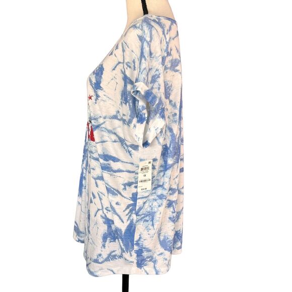 Style & Co 1X-Large Top Graphic Dolman Sleeve V-Neck Tie-Dye "Shine & Sparkle" - Picture 6 of 10